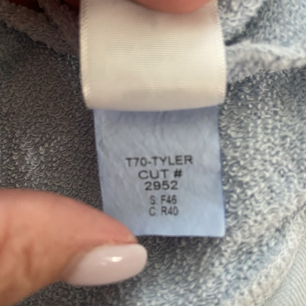 Perfect White Tee Tyler Sweatshirt 100% Cotton Terry Baby Blue Made USA Small S - Picture 5 of 6